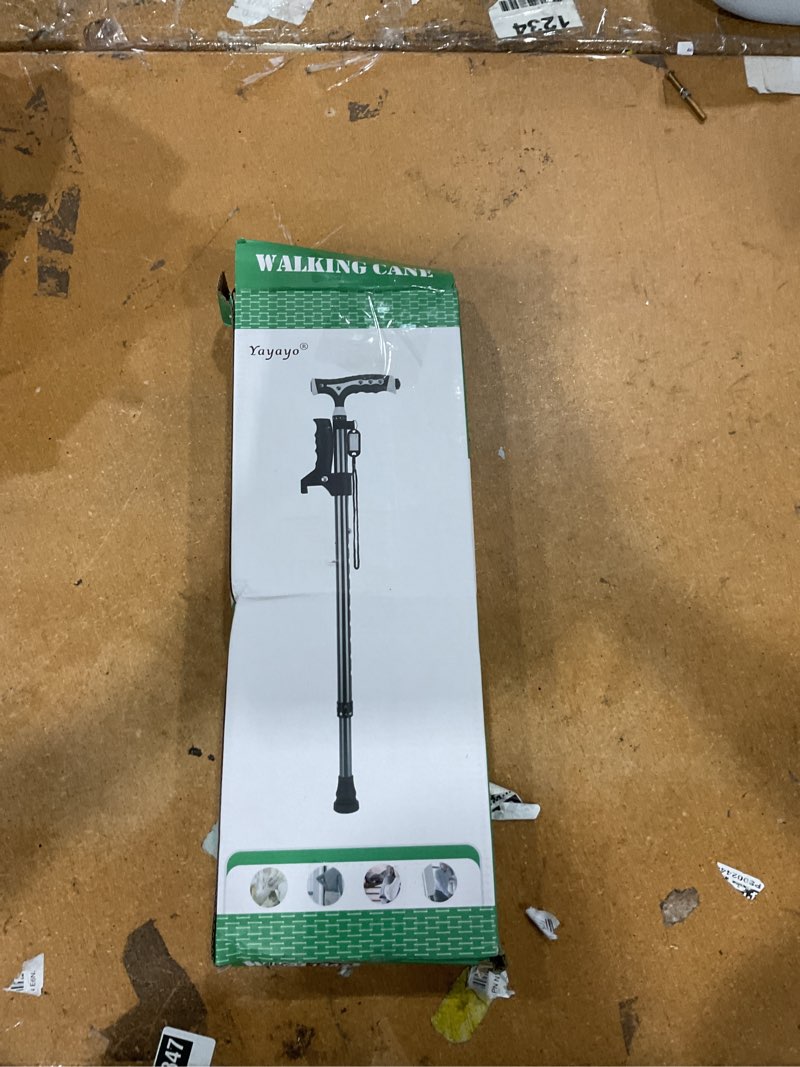 Condition photo showing New/Like New for hold 440 lbs walking cane for men & women aluminum alloy lightweight height adjustable walking stick heavy duty foldbale free standing cane with led for seniors adults black