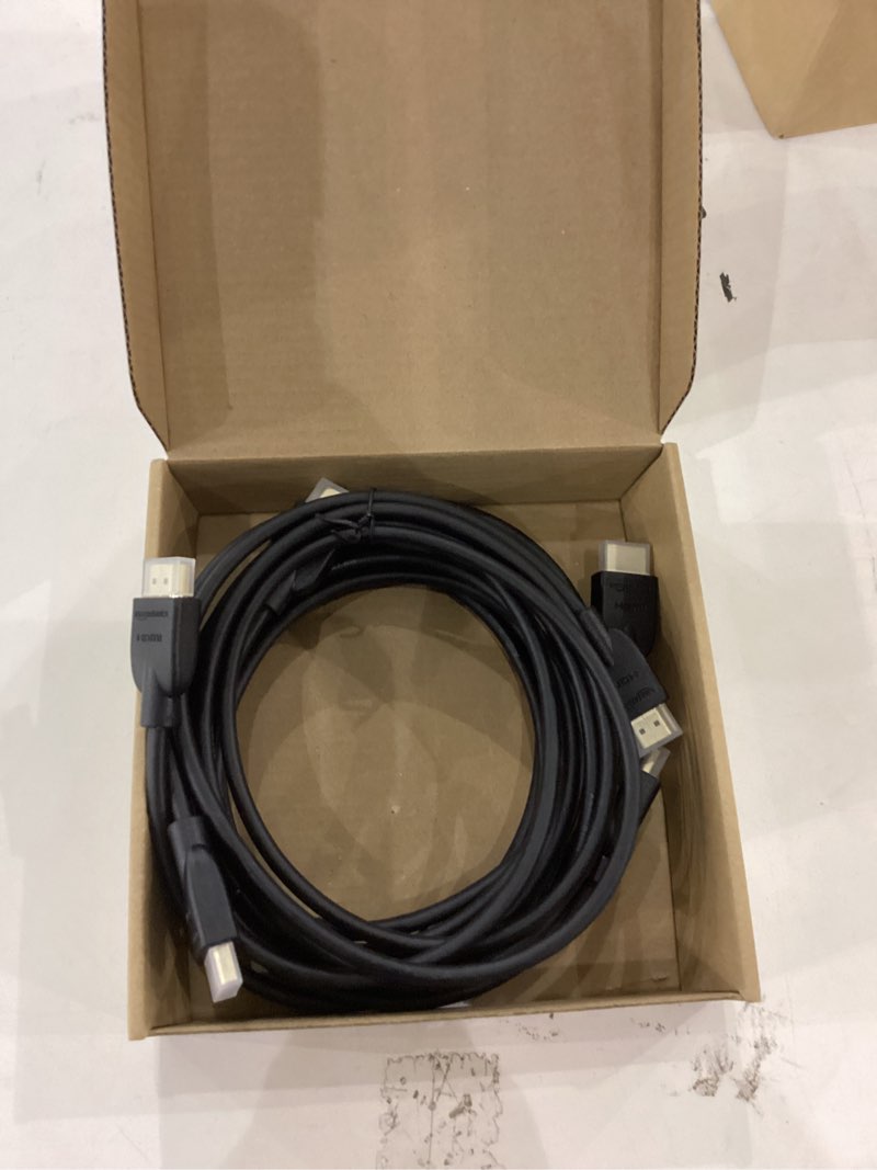 Condition photo showing As Is for Amazon Basics HDMI Cable, 3-Pack, 6ft, 4K@60Hz, High-Speed 4K HDMI 2.0 Cord (18Gbps), 2160p, 48 bit, Compatible with TV/PS5/Xbox/Roku, Black 6 Feet 3-Pack