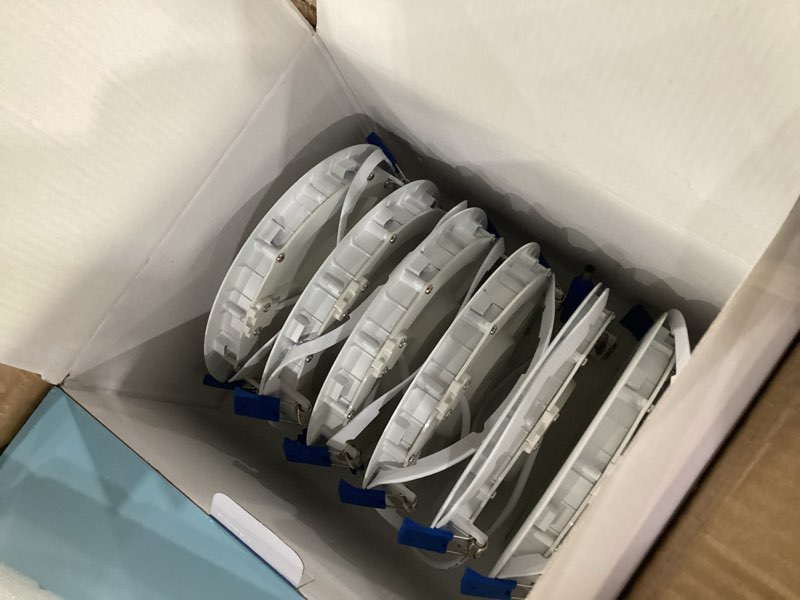 Condition photo showing Good Condition for 12 Pack 6 Inch Ultra-Thin LED Recessed Ceiling Light with Junction Box, 3000K Warm White Dimmable, 13W 110W Eqv, 850lm High Brightness - ETL and Energy Star Certified