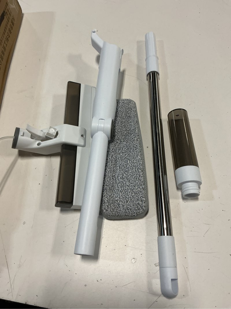 Condition photo showing As Is for 5-in-1 Window Squeegee with Spray & Telescopic Pole – No Drip Window Cleaning Kit for High Rise & Shower Glass, Includes 3 Microfiber Pads, Auto Water Absorption, Indoor/Outdoor Use