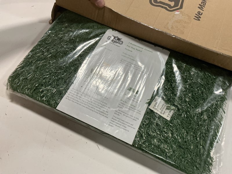 Condition photo showing Good Condition for artificial grass puppy pee pad for dogs and small pets - set of three 18.25x14.25 inch, reusable 3-layer turf pads for dogs - indoor and outdoor fake grass potty pet supplies by petmaker small 3-layer replacement pads