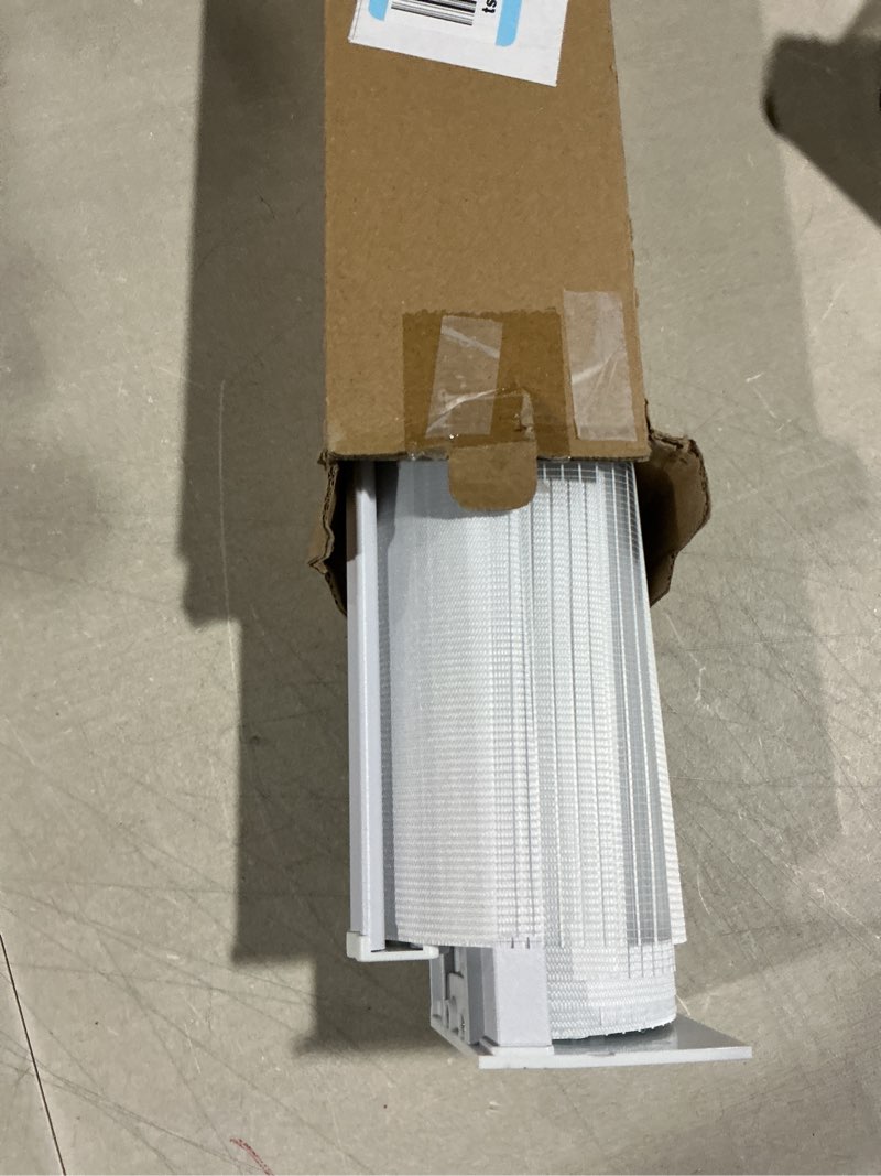 Condition photo showing As Is for joydeco cordless zebra blinds (pro), dual layer light control zebra blinds for windows, light-proof aluminum cover, free-stop roller shades for home & office (white,22" w x 75" h) white 22"w x 75"h