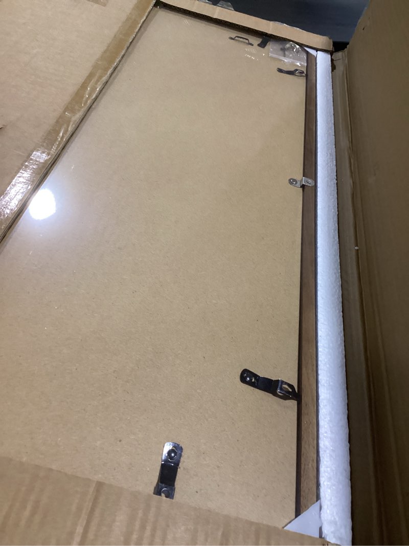 Condition photo showing Good Condition for 20×30 solid walnut wood picture frame, hd glass, double mat for 12×18 or 16×24 photos, premium walnut photo frame, vertical or horizontal wall hanging or leaning display