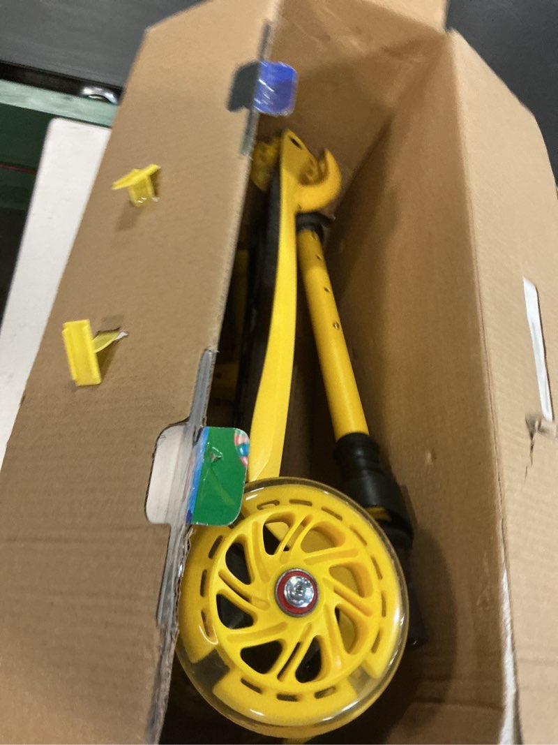 Condition photo showing item condition for Yellow Mini 3 Wheel Scooter for Kids – Lean-to-Steer with LED Light-Up Wheels, Adjustable Handlebar, Wide Anti-Slip Deck, Smooth PU Wheels, Rear Foot Brake – Toddler Scooter for Ages 2+