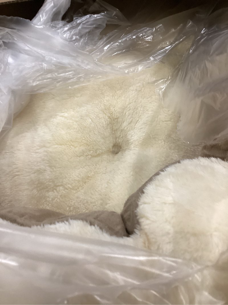 Condition photo showing Good Condition for Bedsure Dog Beds for Small Dogs - Round Medium Cat Beds for Indoor Cats, Washable Pet Bed for Puppy and Kitten with Slip-Resistant Bottom, 25 Inches, Taupe 25"L x 21"W x 8"Th Camel