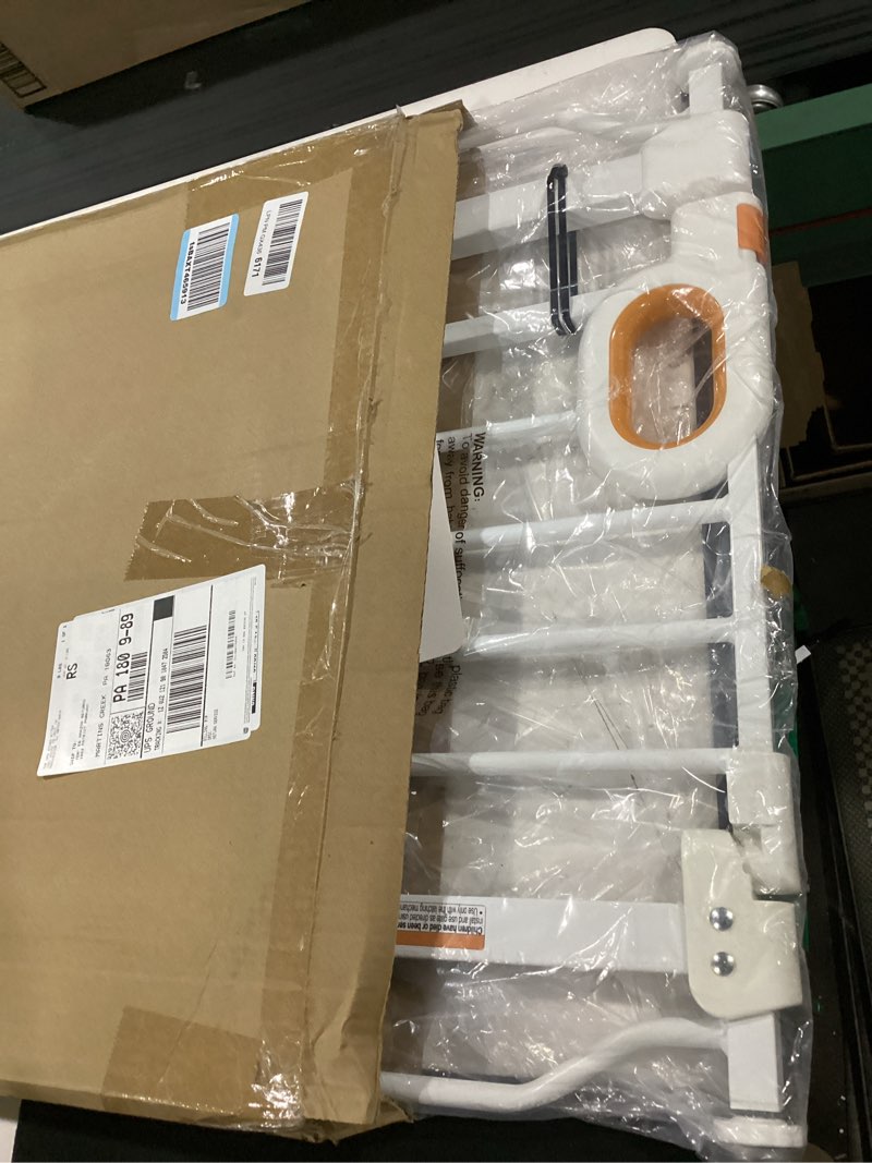 Condition photo showing Good Condition for owlie small narrow baby gate for stairs doorways hallways 23.6-27.6 inch wide pressure mounted baby gate walk through child gates toddler dogs pet indoor stairway doorway white (30.5'' tall) white wide 23.6-27.6''