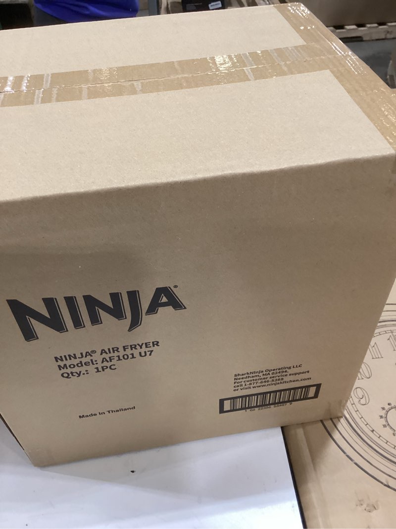 Condition photo showing New/Like New for ninja air fryer | 4 qt capacity | 4-in-1 roast, crisp, roast, reheats, & dehydrates | dishwasher safe parts | 105°f-400°f | includes 20 easy & healthy recipes | 1550 watt | grey | af101