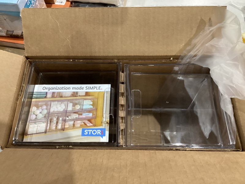 Condition photo showing Good Condition for STORi Audrey Stackable Bin Clear Plastic Organizer Drawers | 2 Piece Set | Organize Cosmetics and Beauty Supplies on a Vanity | Made in USA 6.75" Tall Set