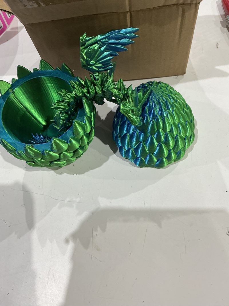 Condition photo showing Good Condition for 3d printed dragon eggs mystery dragon egg glow in the dark articulated animals fidget toy crystal 3d print dinosaur eggs for kids boys girls home decor (laser green-12inch) green&blue