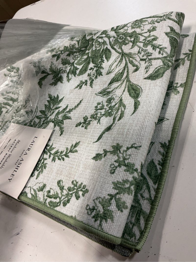 Condition photo showing Good Condition for laura ashley sage ivory bedford floral machine washable & slip resistant 26" x 72" runner rug sage ivory bedford floral 2'2" x 6' (rectangular)