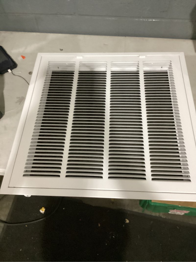 Condition photo showing As Is for white steel air filter grille