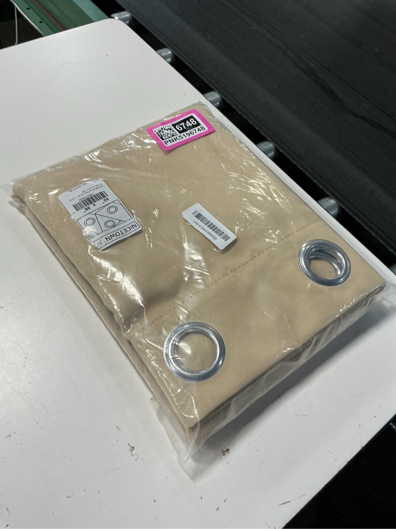 Condition photo showing New/Like New for nicetown beige room darkening curtains 96 inches long 2 panels for living room, bedroom, nursery summer thermal insulated blackout drapes grommet noise reducing window curtains, w40