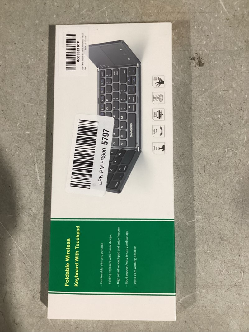 Condition photo showing Good Condition for Samsers Multi-Device Foldable Bluetooth Keyboard with Touchpad Rechargeable Dual-Mode(2.4G+BTx2) Wireless Keyboard with Holder, Portable Ultra Slim Folding Keyboards for Android Windows iOS Mac OS 2.4G + BT x2 Grey