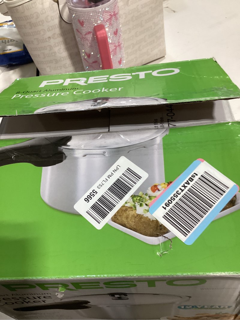 Condition photo showing As Is for presto 01282 8-quart aluminum pressure cooker