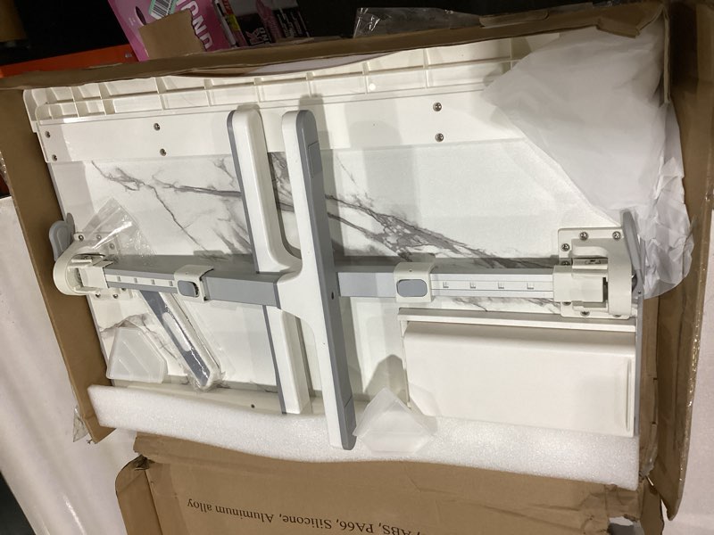 Condition photo showing As Is for HETTHI Laptop Bed Desk, Adjustable Laptop Lap Desk with Drawer, X-Large Foldable Bed Table Tray for Bed Couch Floor Desk Writing Working Reading Eating Painting (Marble, 23.6"×15.7") Marble X-Large 23.6×15.7in