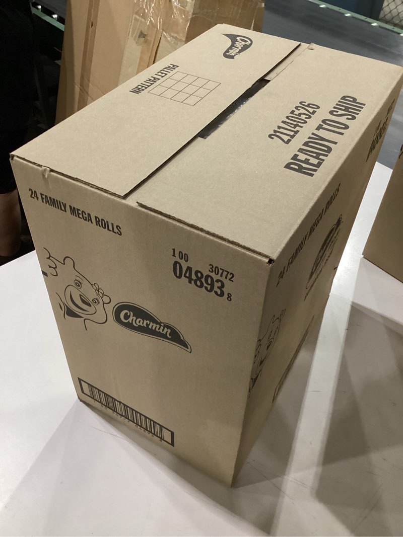 Condition photo showing New/Like New for charmin ultra soft cushiony touch toilet paper, 24 family mega = 123 regular rolls, white family mega 24 rolls (267 sheets)