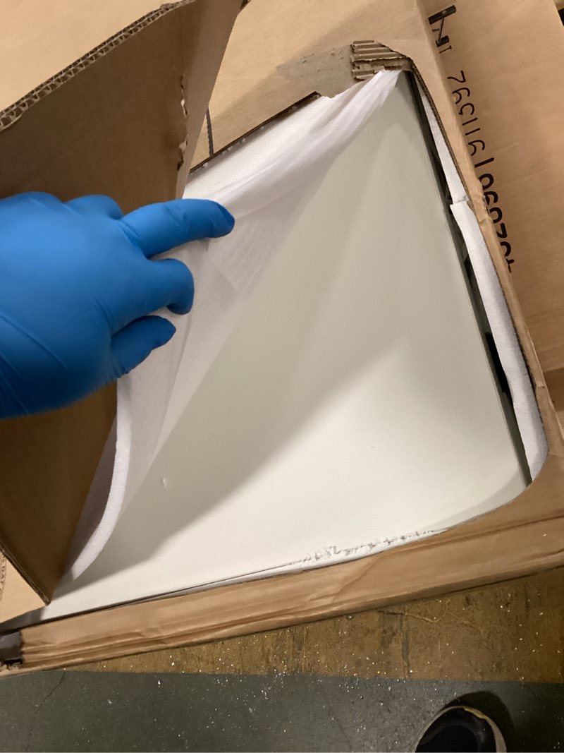 Condition photo showing New/Like New for Sauder Dixon City® 66\"W L-Shaped Computer Desk With Drawers, Brushed Oak™/Pebble White™ ( 2 boxes complete)