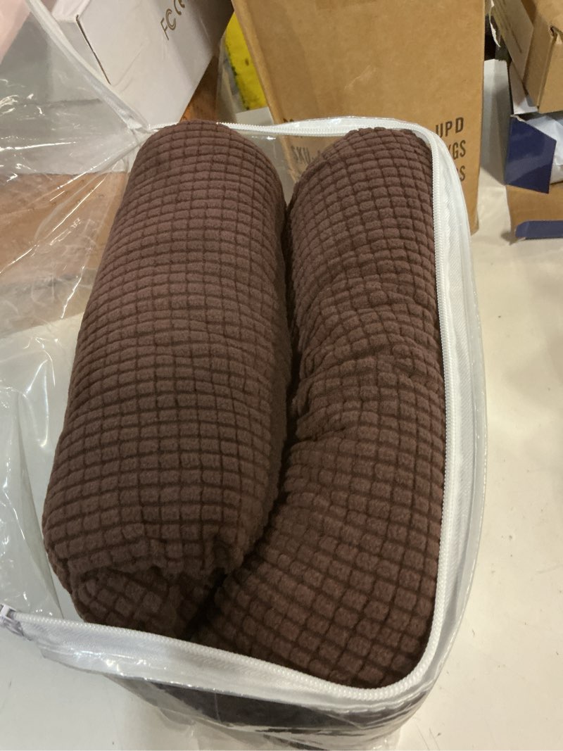 Condition photo showing Good Condition for kekuou stretch sofa cover slipcover ?couch covers for 3 cushion couch sofa pet friendly (78"-94") furniture protector sofa with elastic bottom for kids,dog, jacquard small checked(large,chocolate) chocolate large