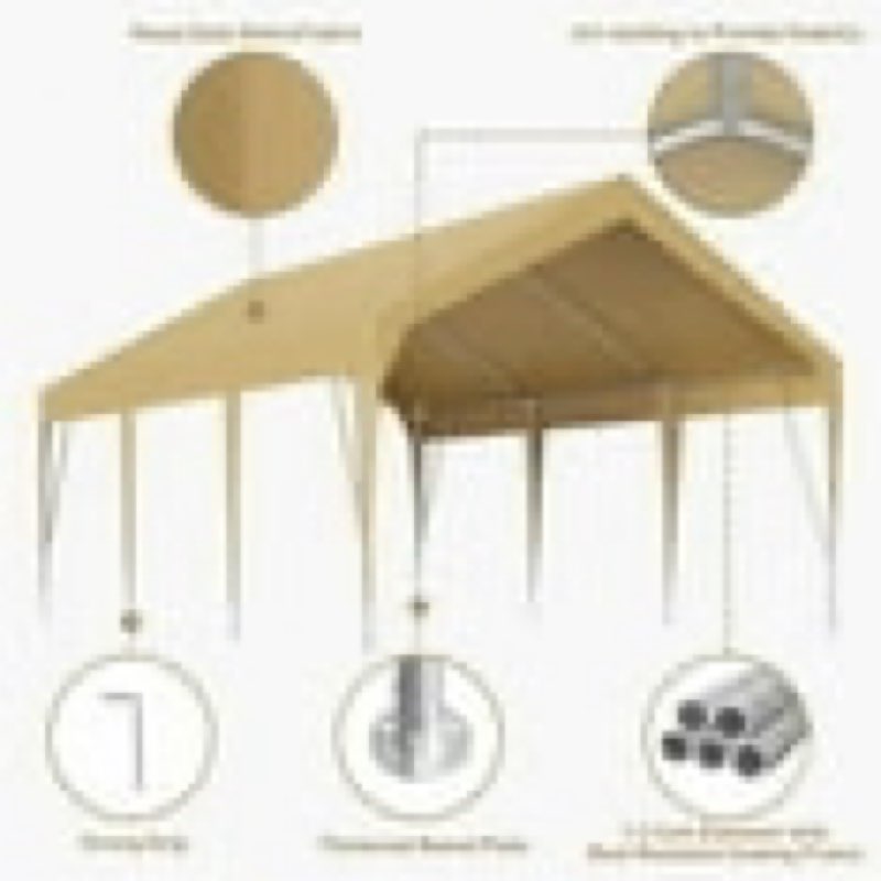 12*20Ft Heavy-Duty Portable Carport Canopy Garage – Waterproof & UV Protected Party Tent Boat Shelter, Yellow