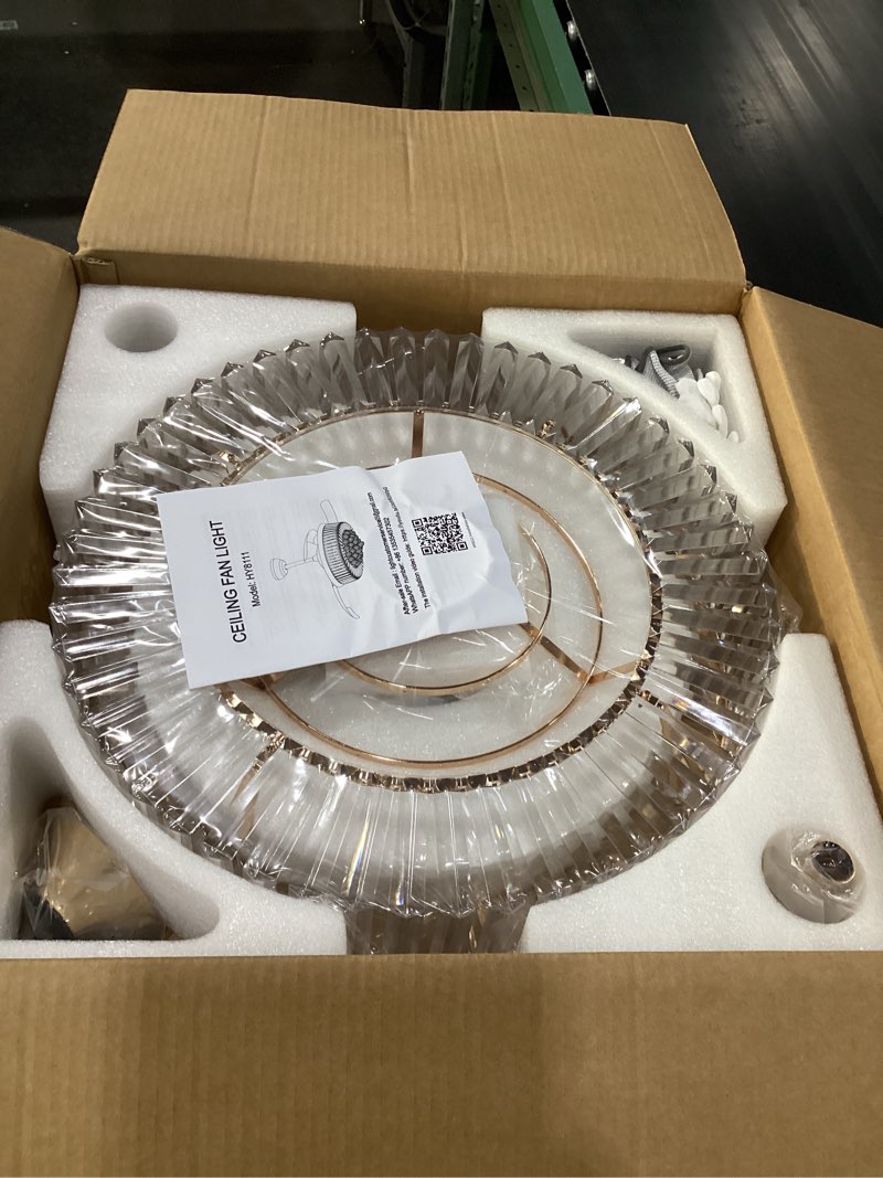 Condition photo showing New/Like New for 48 inch fandelier ceiling fans with light, chandelier ceiling fan, retractable crystal ceiling fan for bedroom, living room, 3 color change, led dimmable, 6 speeds, reversible dc motor-gold