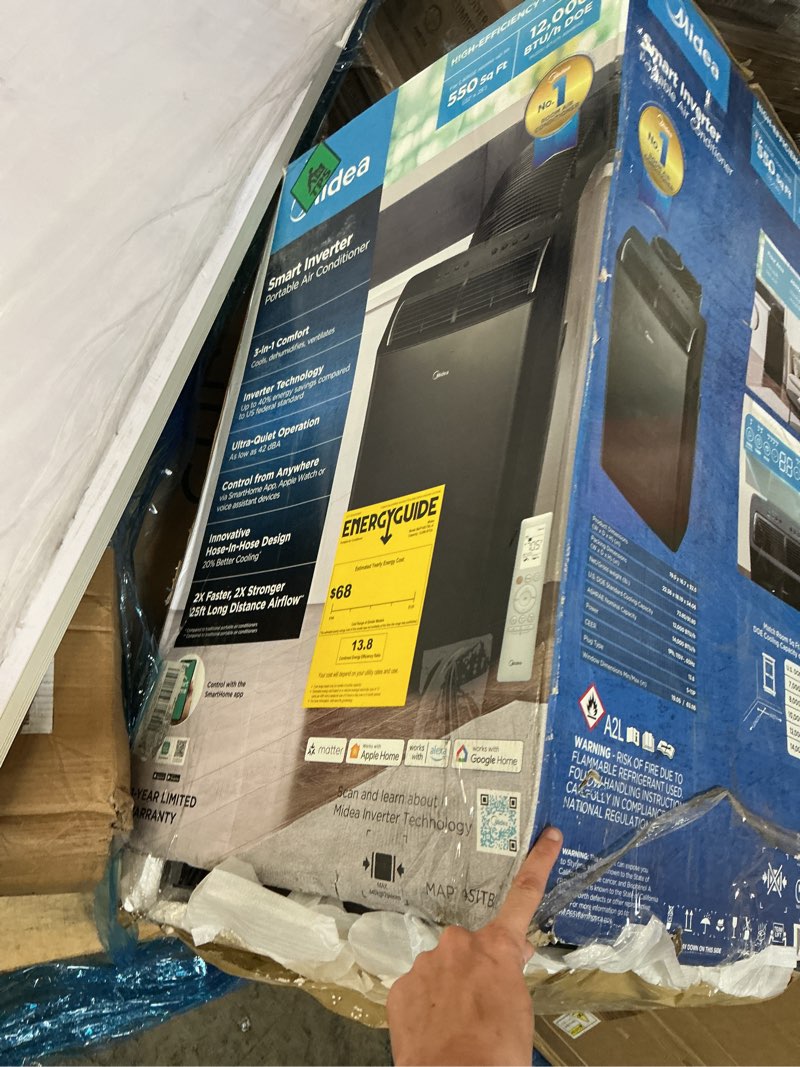 Condition photo showing Good Condition for midea duo 14,000 btu (12,000 btu sacc) high efficiency inverter, ultra quiet portable air conditioner, cools up to 550 sq.ft., works with alexa/google assistant, includes remote & window kit, 2026 new