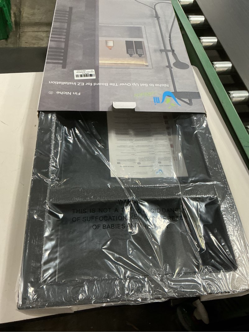 Condition photo showing New/Like New for uni-green ready tile double shelf shower niche 25" x 17" x 4" dimensions - toiletry and bathroom niche storage- simple installation with texture surface shower cubby double shelves