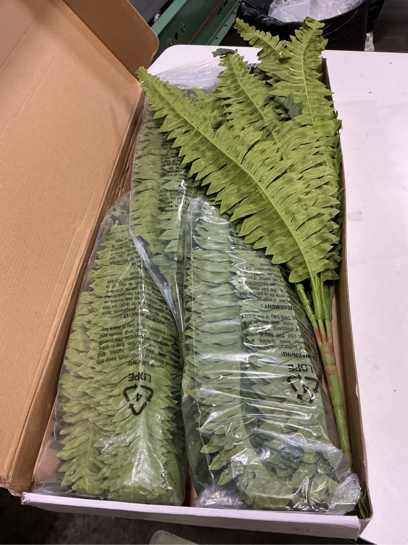 Condition photo showing Good Condition for 35" fake ferns, 4 large artificial bonston ferns bushes plants with 39 fronds for outdoors garden patio porch entrance low maintain home decor