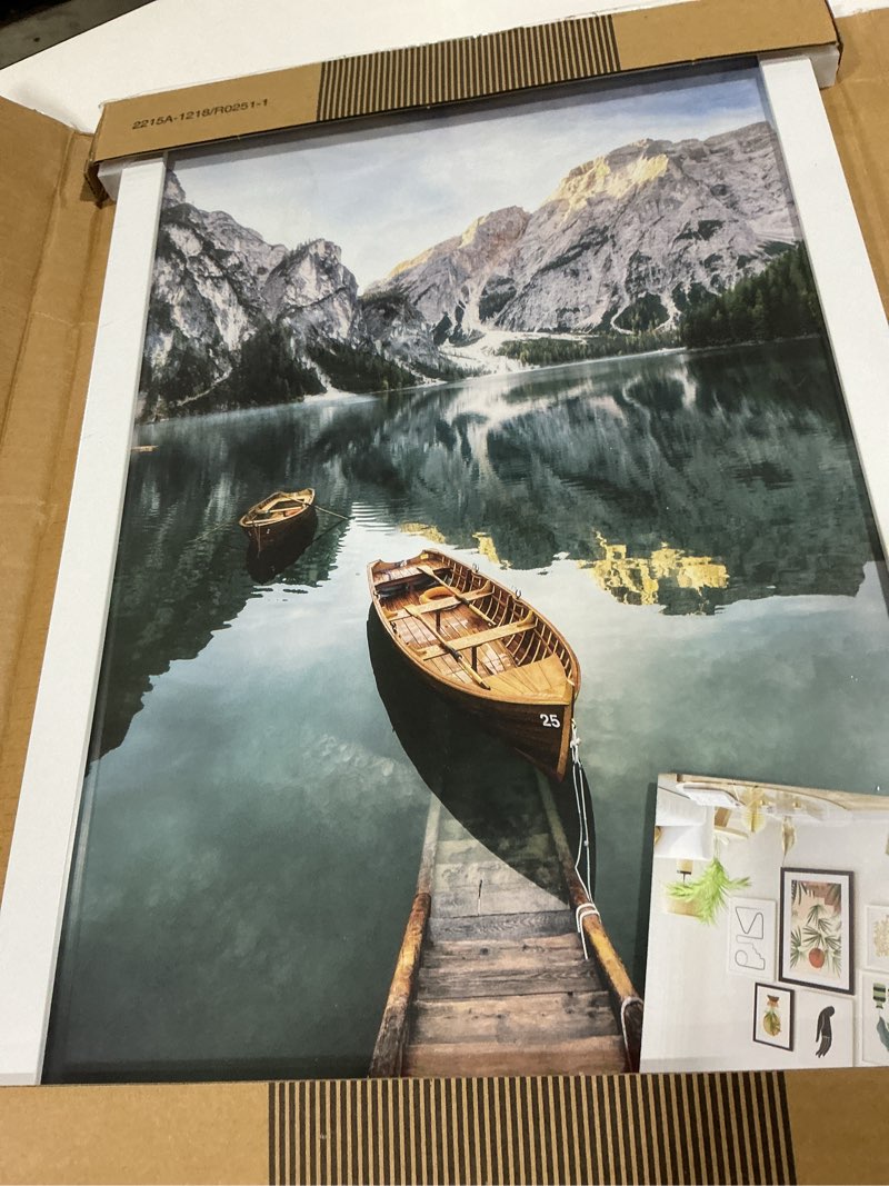 Condition photo showing As Is for Americanflat 12x18 Poster Frame with Shatter-Resistant Glass - Gallery Style Frame with Engineered Wood - Signature Collection - Photo Frame for Wall Display - White 12x18 White