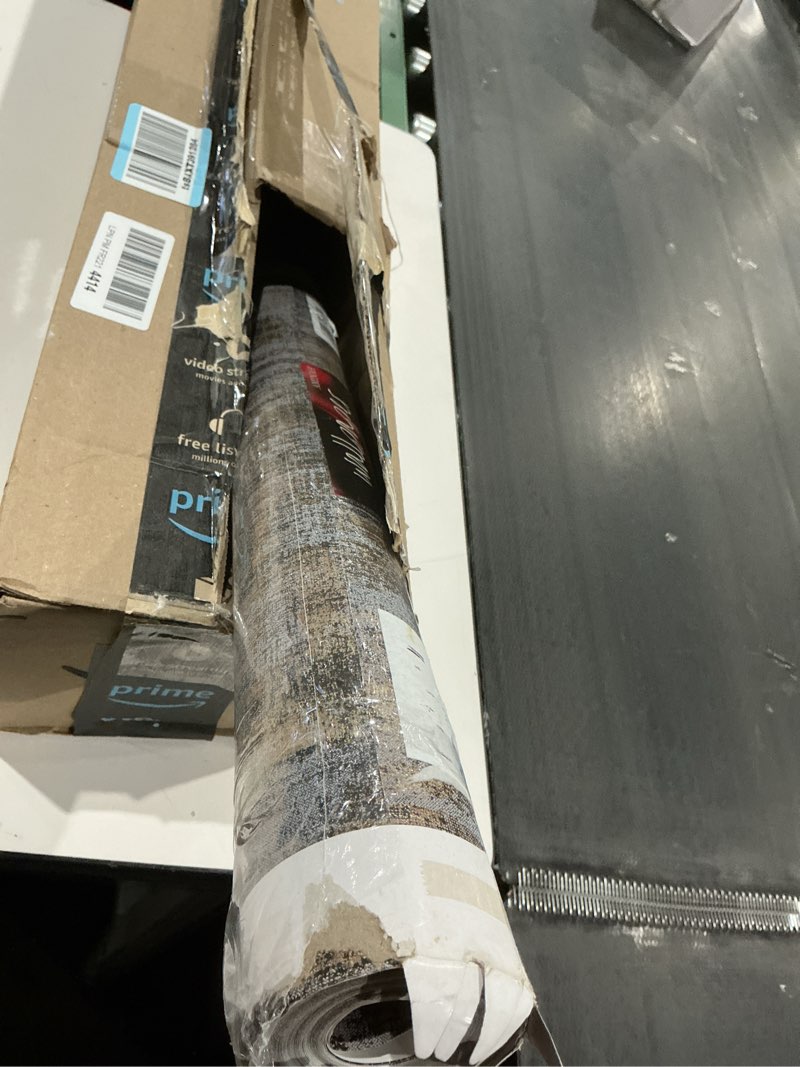 Condition photo showing Good Condition for aminah deco peel and stick wallpaper industrial textured metallic wallpaper self adhesive distressed wall paper roll, 17.7'' x 236.0'', charcoal & gold