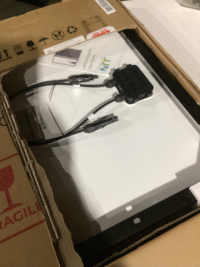 Condition photo showing Good Condition for JJN 100 Watt Solar Panel, N-Type 16BB High Efficiency 12 Volt Solar Panels, 25% High Coversion Rate Solar Module PV Charge for Boat Rooftop Caravan and Other Off-Grid System 100W N-Type Panel