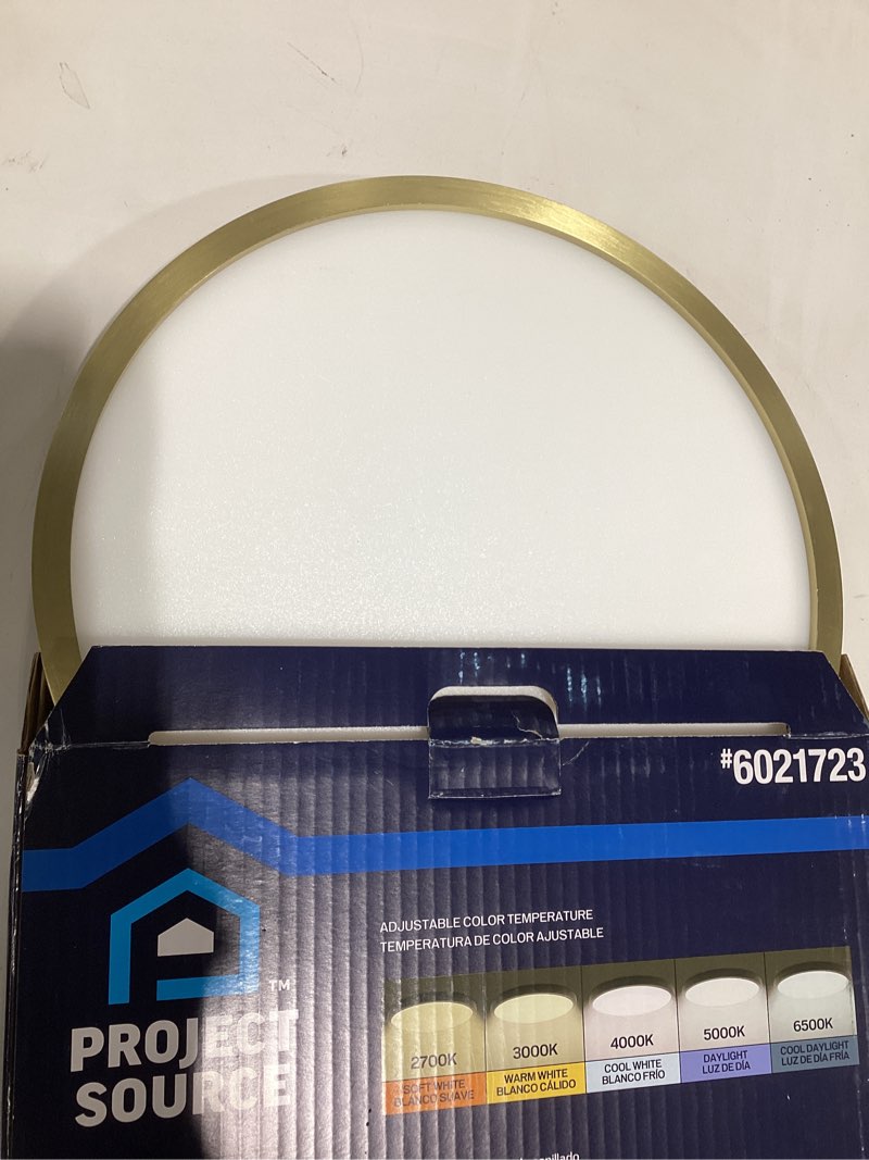  Project Source 13-in Gold Indoor 1 -Light LED Tunable White Flush Mount Light Metal