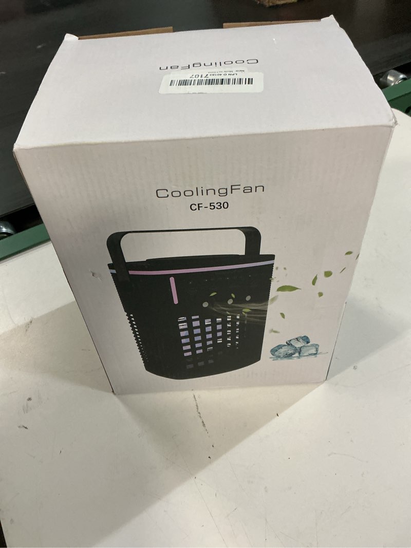 Condition photo showing New/Like New for Portable Air Conditioners, Mini Air Conditioner Portable with Remote, 3 Speeds & 3 Mist, 2-8H Timer & 7 Light Evaporative Air Cooler, Personal Cooling Air Conditioner Fan for Bedroom Office Desk