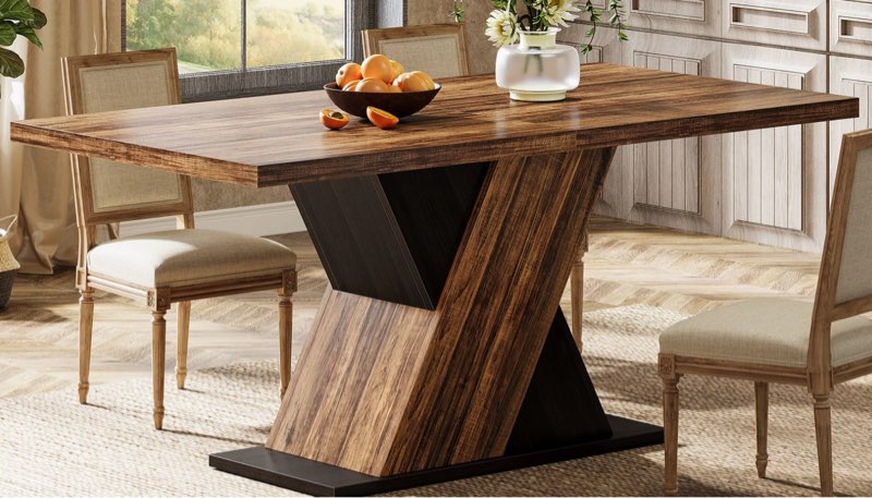 incomplete* missing box* 55" Dining Table, Wood Kitchen Dinner Table for 4-6