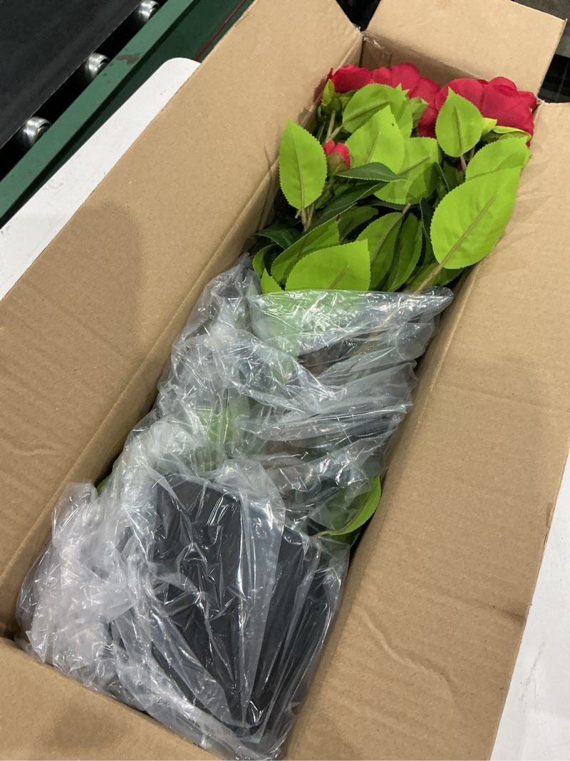 Condition photo showing Good Condition for artificial camellia tree 2 pack, 3ft faux camellia plant in pot, 36 inch fake potted camellia flower tree plastic camellia tree for modern home office christmas living room floor decor indoor, red c-camellias (36 inch-red)