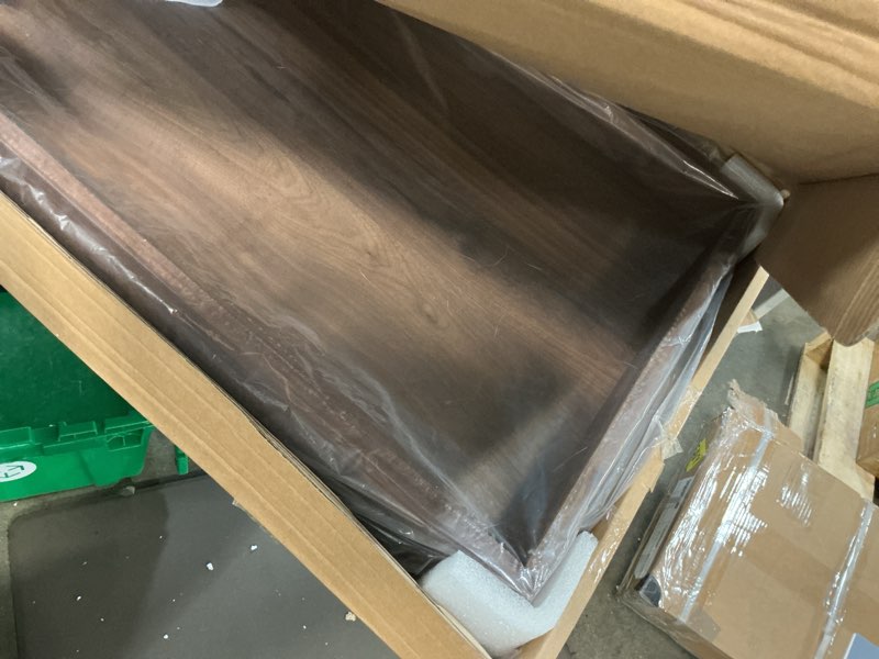 Condition photo showing New/Like New for 32 x 18 inches extra large rectangle black walnut wood ottoman tray with handles, serve tea, coffee classic wooden decorative serving tray