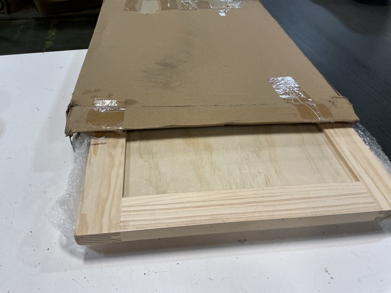 Condition photo showing Good Condition for 2 Pcs 16.25'' W x 22.5'' H Unfinished Pine Kitchen Cabinet Door Replacement with 4 Pcs Cabinet Hinges Wood Shaker Door Front Replacement for Kitchen, Bathroom, Vanity