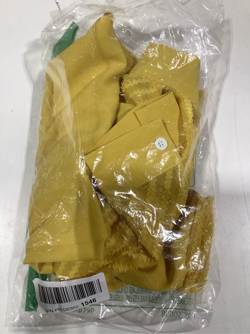 Condition photo showing Good Condition for Womens Tops Dressy Casual Sheer Long Sleeve V Neck Shirts Loose Flowy Chiffon Business Work Blouses Medium Yellow