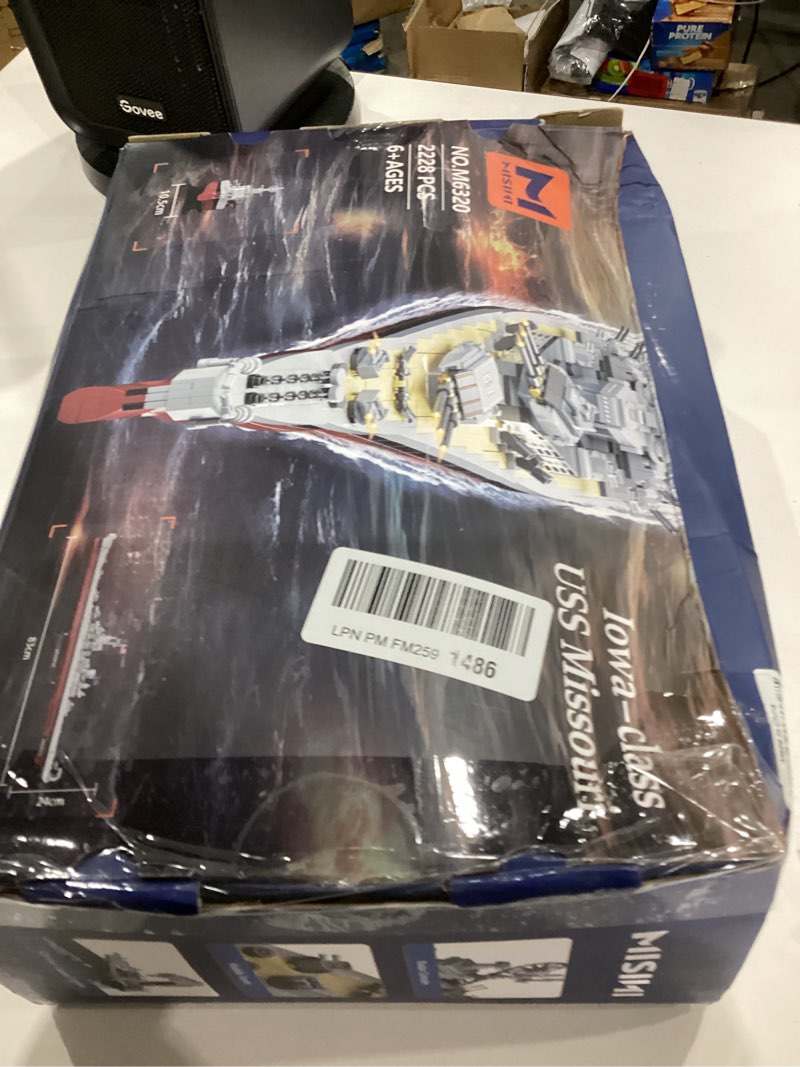 Condition photo showing As Is for MISINI M6320 Military Series World War II Battleship Building Kit, 2228 Pieces USS Missouri Battleship, Toy Gift Ship Building Block Set for Adult Collection(Iowa-Class Warship)
