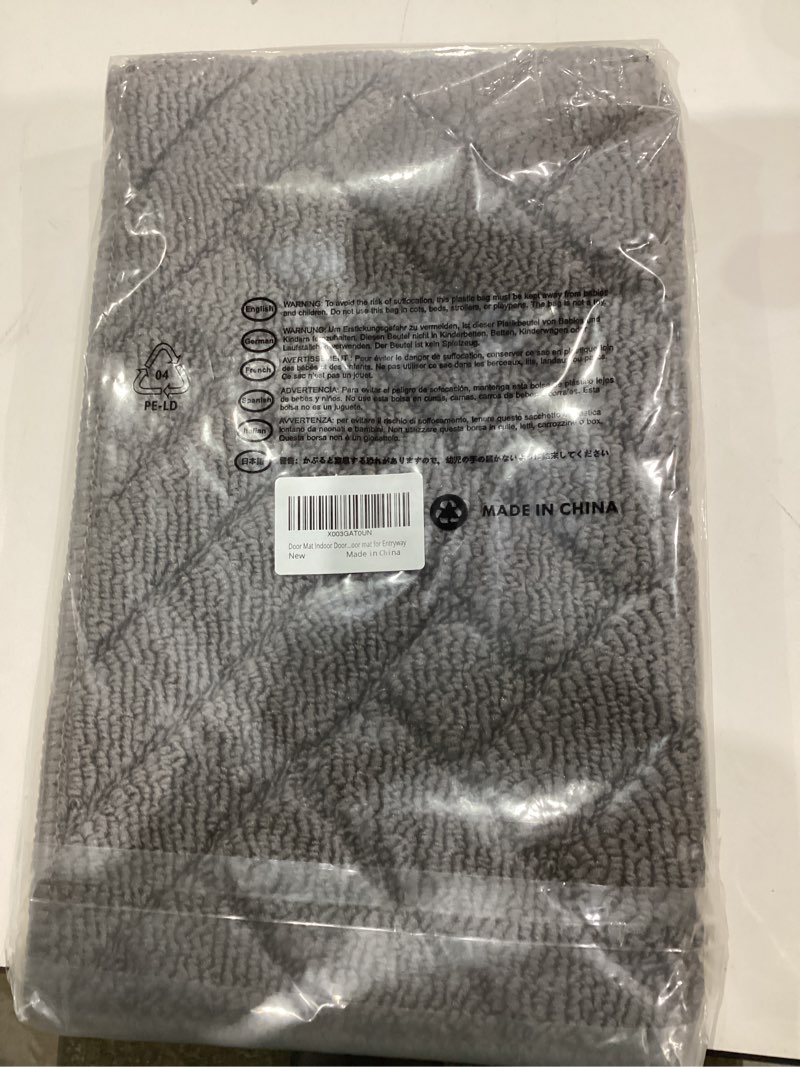 Condition photo showing New/Like New for Door Mat Indoor, Non-Slip Rubber Backing Entry Rug & Door Mats, Low-Profile Entryway Rugs, Absorbent Resist Dirt Doormats Machine Washable Inside Floor Door mat,Grey 20"x31.5" Grey 1'8" x 2'8" (Rectangular)