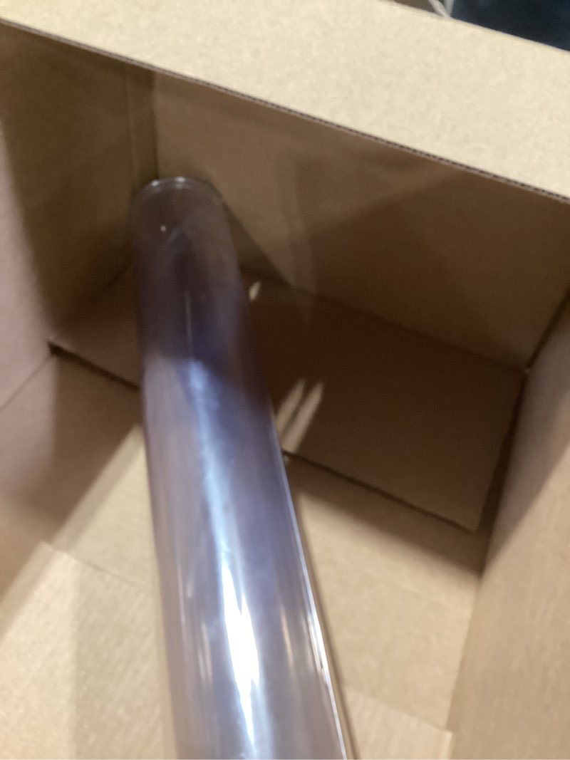 Condition photo showing As Is for 22x66" clear pvc dining table protector - waterproof plastic cover pad for buffet, writing desk - transparent vinyl mat clear rectangle 22"x66"