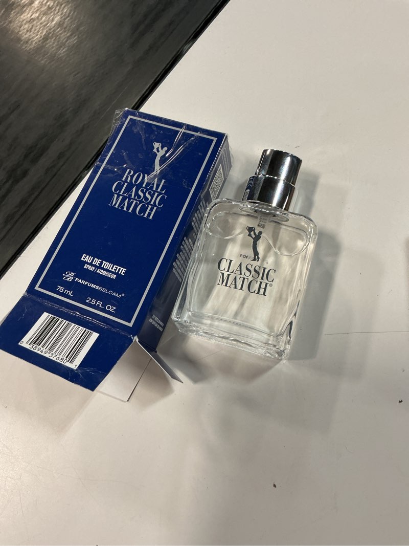 Condition photo showing New/Like New for parfumsbelcam royal classic match eau de toilette spray, cologne for men, 2.5 fl oz