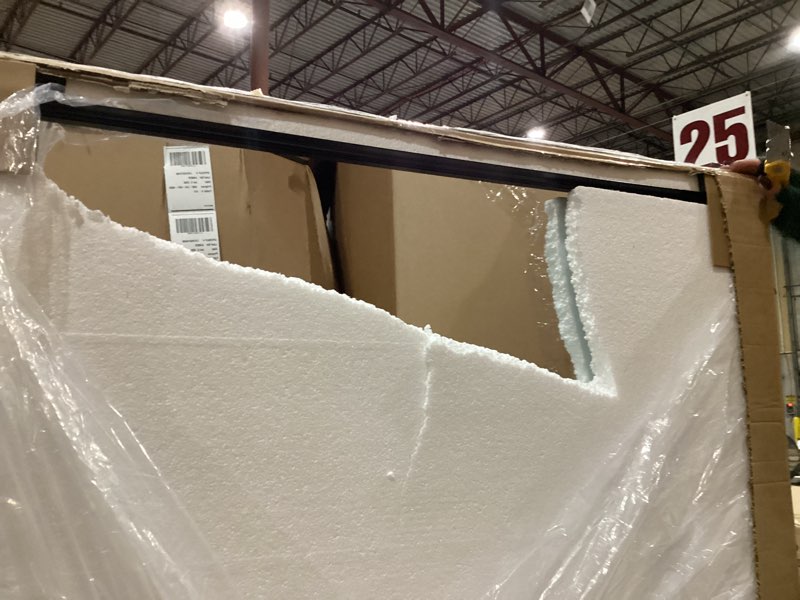 Condition photo showing New/Like New for 60x36 inch bathroom mirror for wall, matte black metal framed bathroom vanity mirror for restroom farmhouse, anti-rust, hd tempered glass, hangs horizontally or vertically