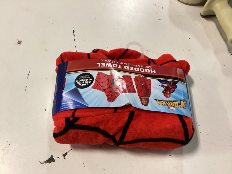 Condition photo showing Good Condition for spider-man kids hooded towel wrap  51 x 22  cotton  red  marvel