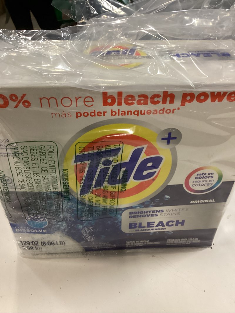 Condition photo showing As Is for Tide Powder Laundry Detergent with Bleach Alternative, Original Scent, 89 Loads, 129 oz