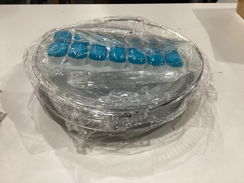 Condition photo showing New/Like New for baderke 1 set 10" chilled serving tray for parties with compartments and lid ice chilled platter charcuterie serving board for fruit seafood vegetable appetizer shrimp cocktail (silver) silver 1