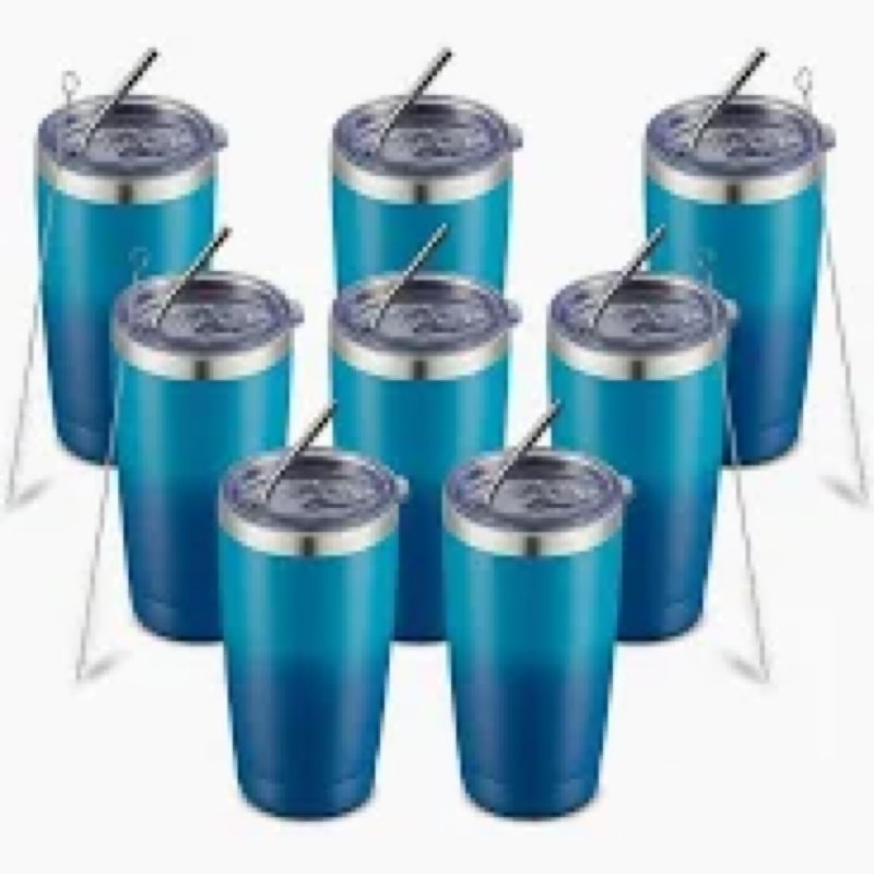 insulated tumbler set 8 pack double wall vacuum travel mug splash