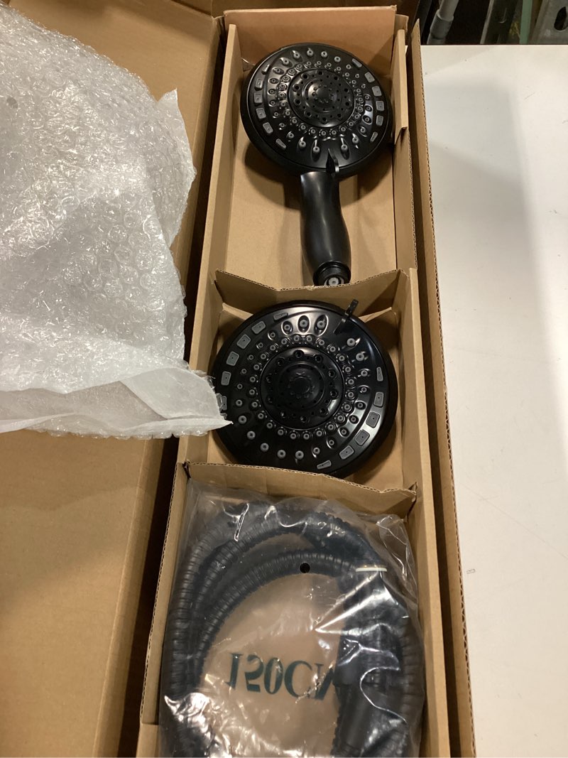 Condition photo showing Good Condition for Handheld Showerhead & Rain Shower Combo for Easy Reach, 27.5" Drill-free Stainless Steel Slide Bar, 5”of 5-setting Handheld Shower and Showerhead, with 5ft Hose - Black