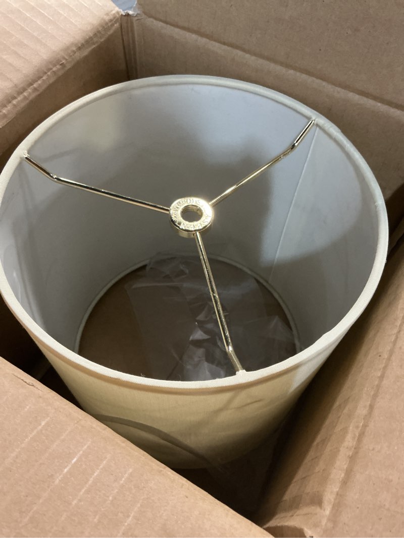Condition photo showing Good Condition for Aspen Creative 31244, Hardback Drum Contemporary Spider Lamp Shade, Off White 8" Top x 8" Bottom x 8" Height