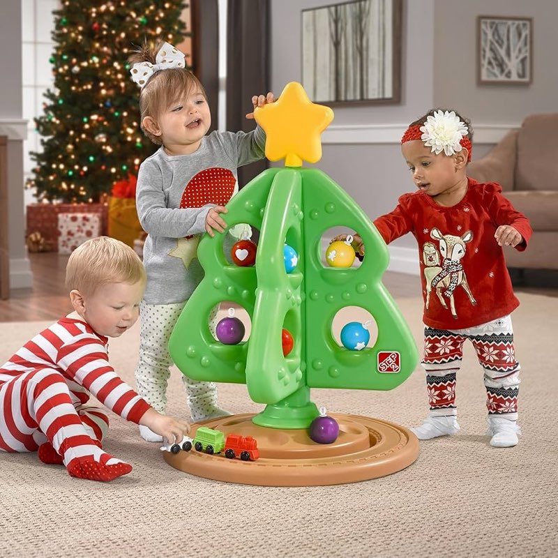 Step2 My First Christmas Tree, Kids Interactive Holiday Toy, 12 Colorful Plastic Ornaments to Decora