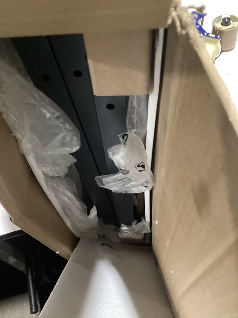 Condition photo showing As Is for Home Office Desk with Drawers for Storage - 55 inch Computer Desk with 8 Fabric Drawers, Writing Study Work Desk with Drawers on Both Sides for Bedroom Brown 55.1"